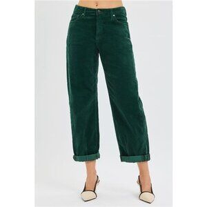 RISEN High Rise Crop Barrel Cordurory Pants